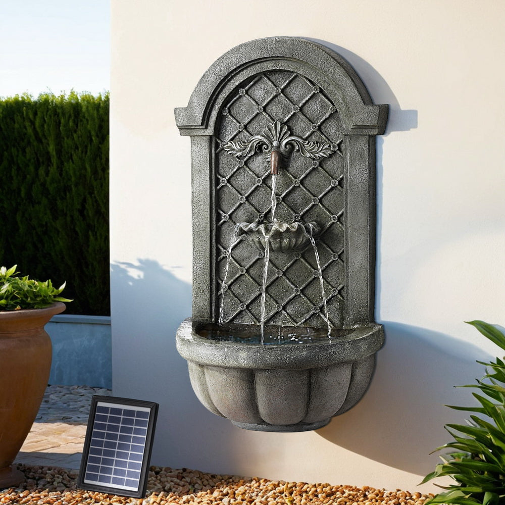 Solar Fountain Water Feature Wall Mount Garden Fountains 80cm - Grey