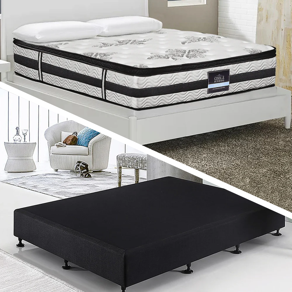 Frolic Ensemble Bed Base & Mattress Package with 34cm Mattress - Black Queen