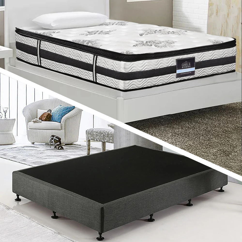 Frolic Ensemble Bed Base & Mattress Package with 34cm Mattress - Graphite King Single