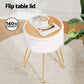 Ottoman Storage Foot Stool Vanity Velvet Round - White