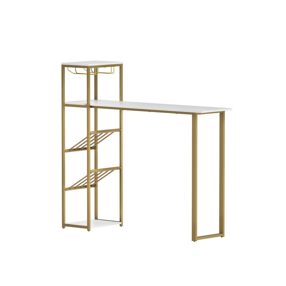 Bar Table Dining Storage Shelf Wine Rack Desk - Gold