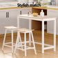 3-Piece Morri Pine & White Dining Table & Chair Set Bar Table Solid Cafe Pub