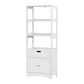 Bathroom Floor Storage Cabinet with 2 Drawers 3 Open Shelves 2 Doors - White