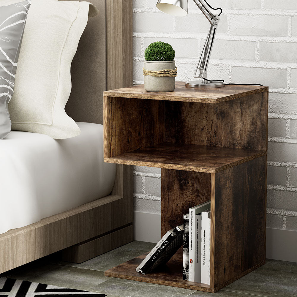 Ottawa Wooden Bedside Tables Nightstand Side End Lamp Table Bedroom Rust - Oak