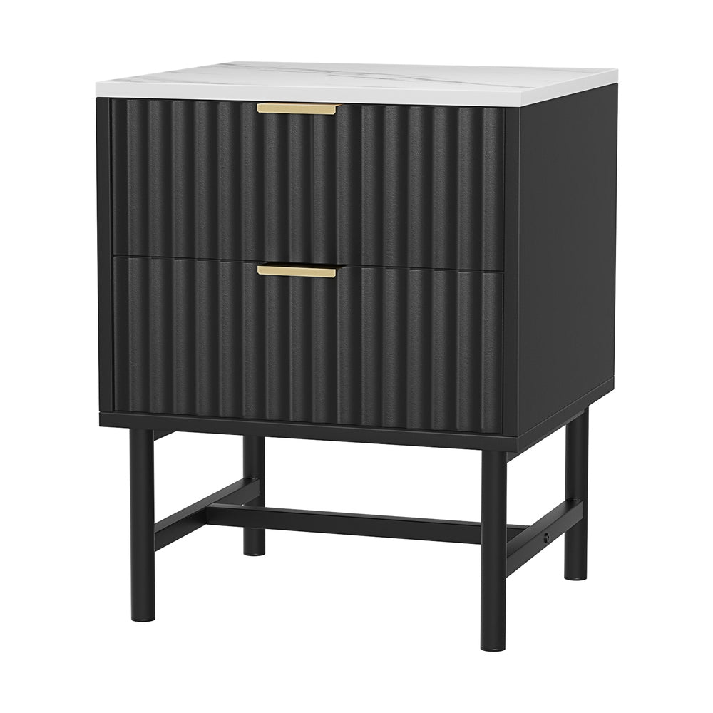 Montreal Bedside Tables Bedside Table with 2 Drawers - Black