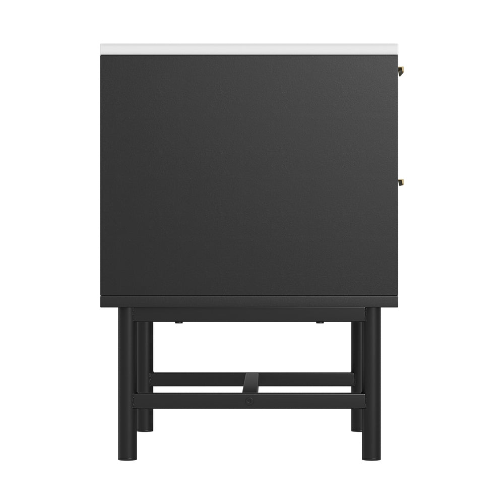 Montreal Bedside Tables Bedside Table with 2 Drawers - Black