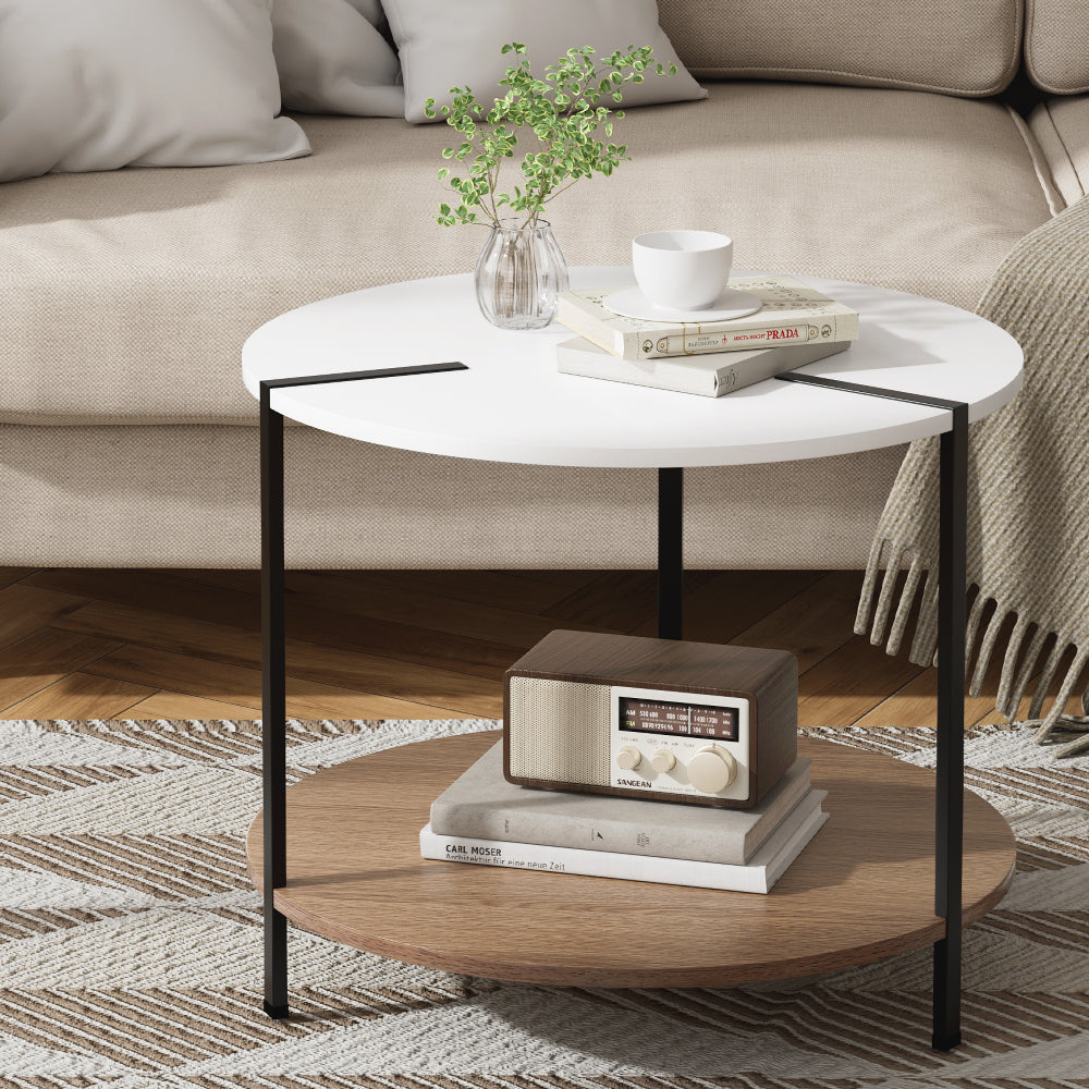 Irida Side End Table Round - White & Wood