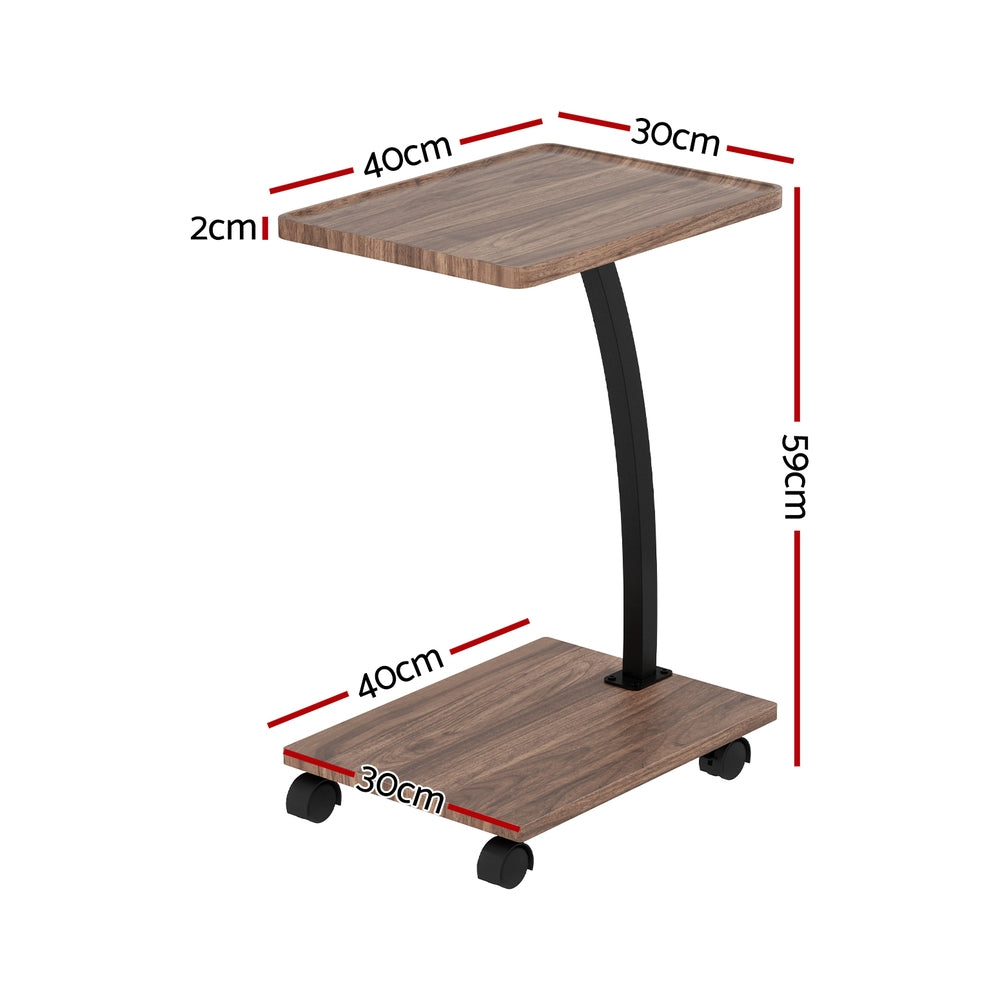 Ivah Coffee Table C-Shaped Side Table - Walnut