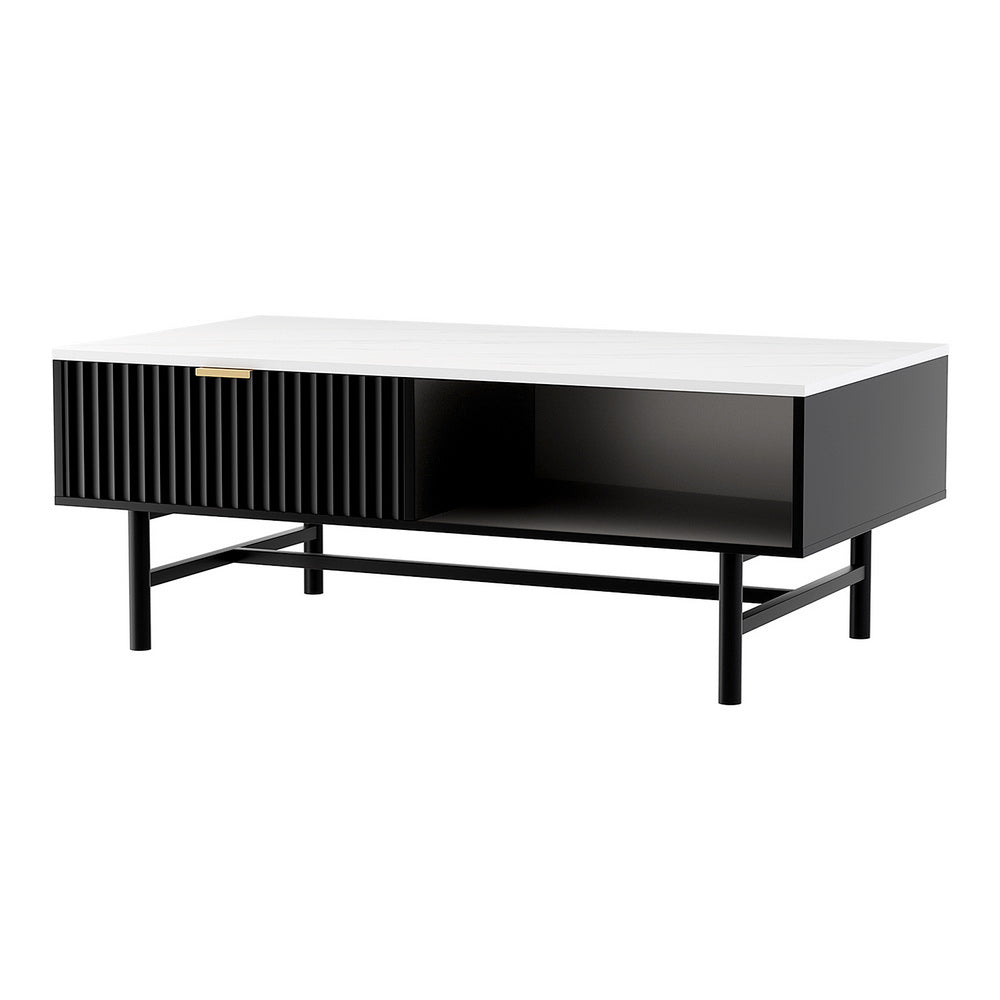 Isidore Coffee Table Drawer Storage Shelf - Black