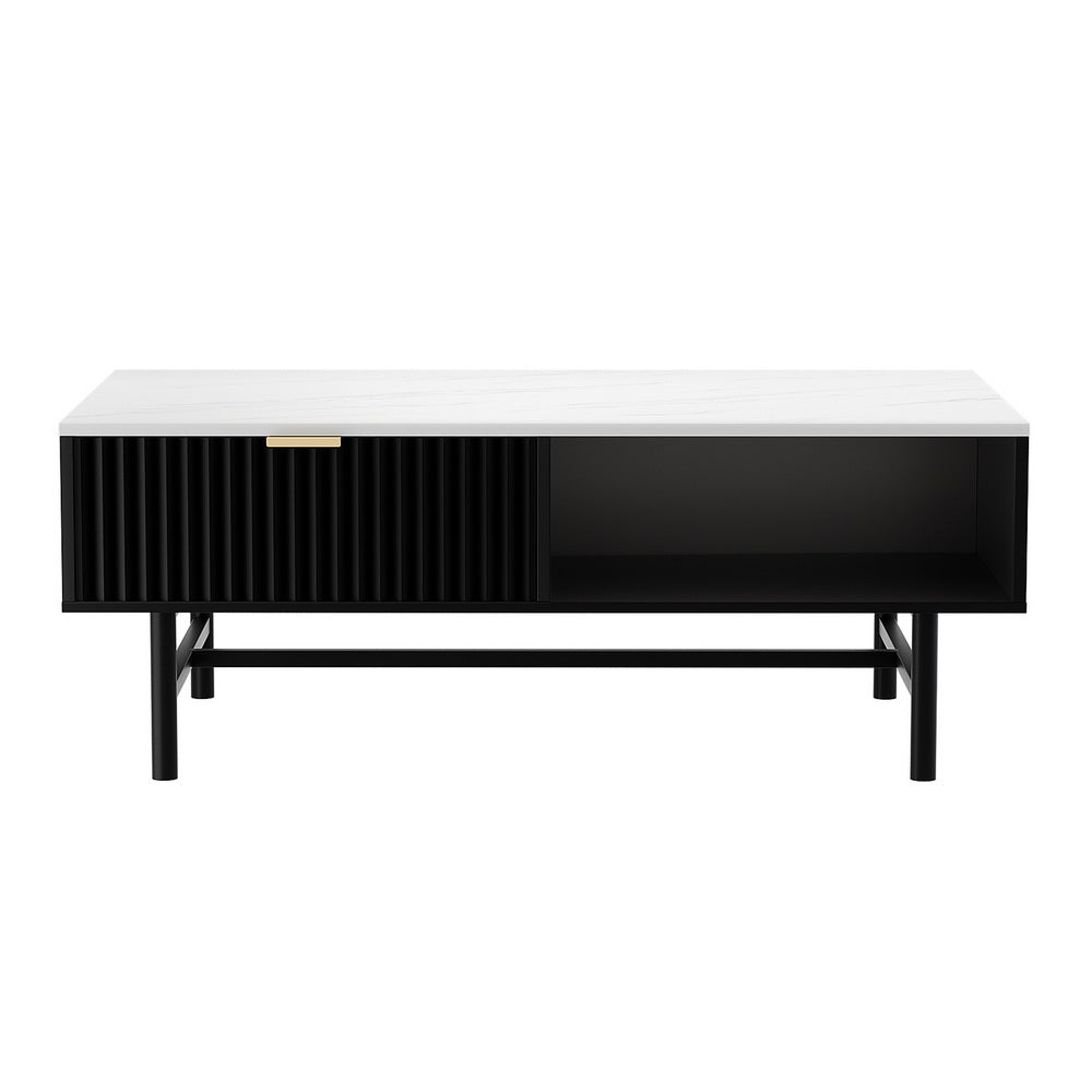 Isidore Coffee Table Drawer Storage Shelf - Black