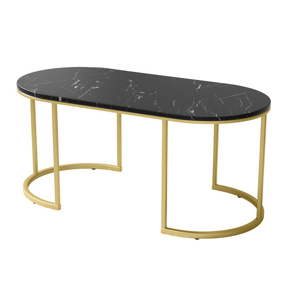 Ivena Coffee Table Marble Effect - Black