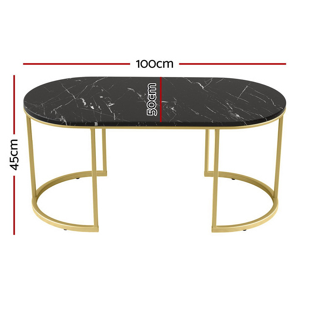 Ivena Coffee Table Marble Effect - Black