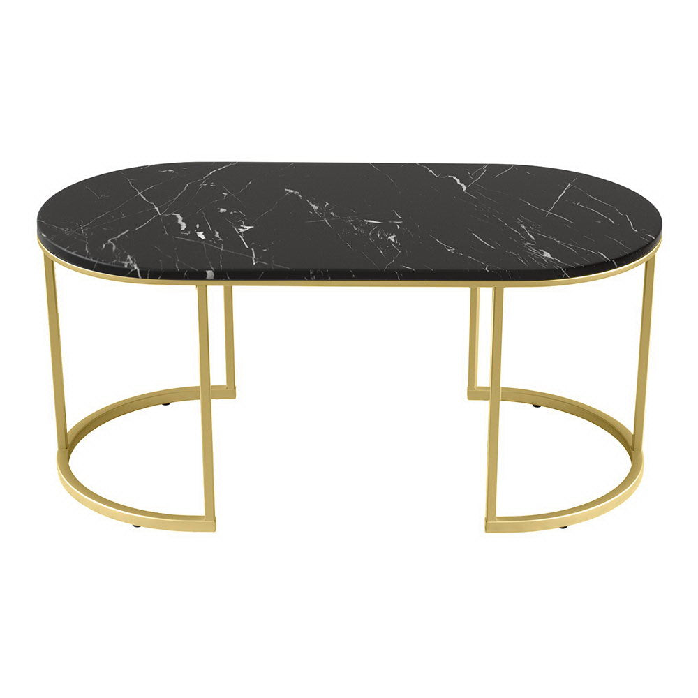 Ivena Coffee Table Marble Effect - Black