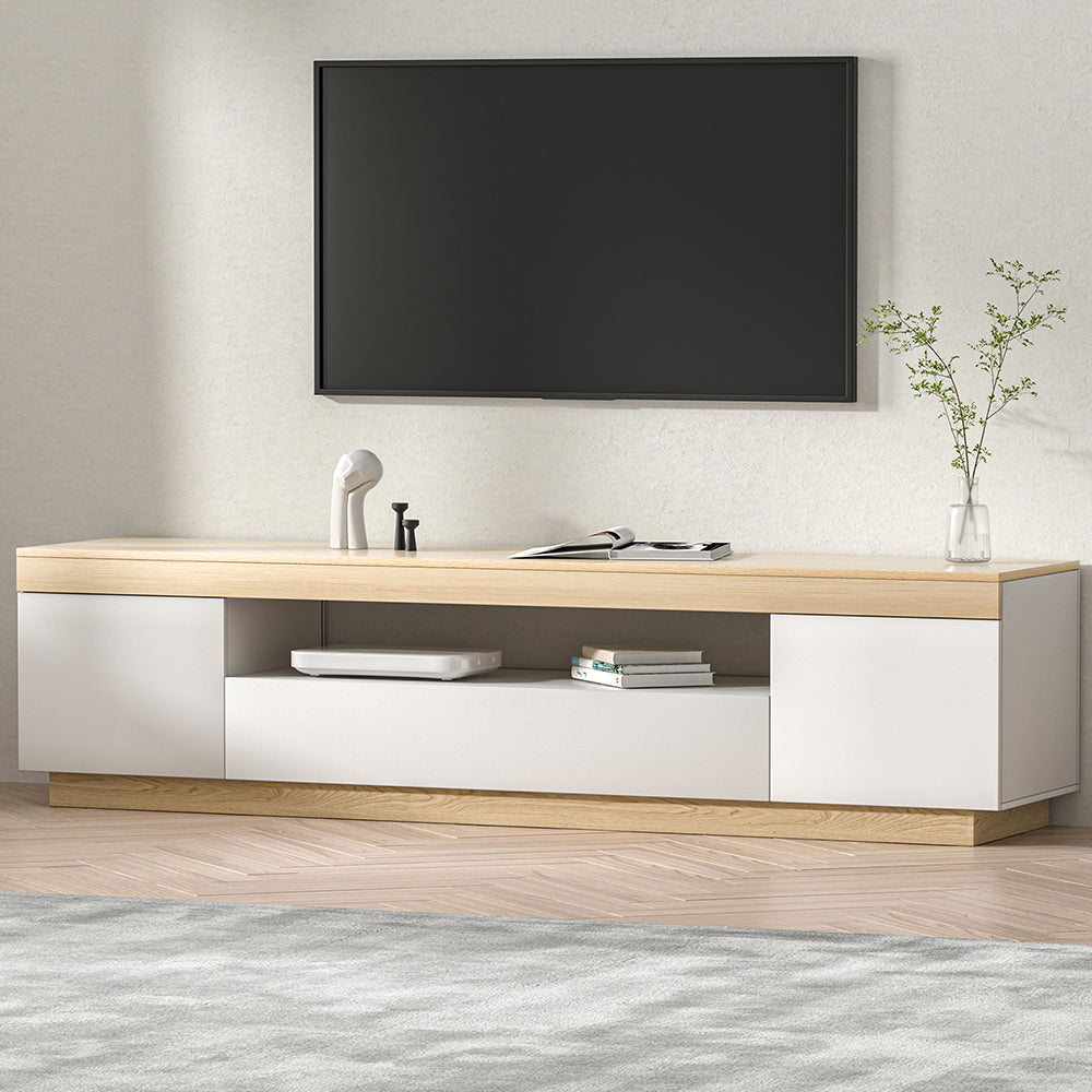 180cm TV Cabinet Entertainment Unit Stand - White Wood