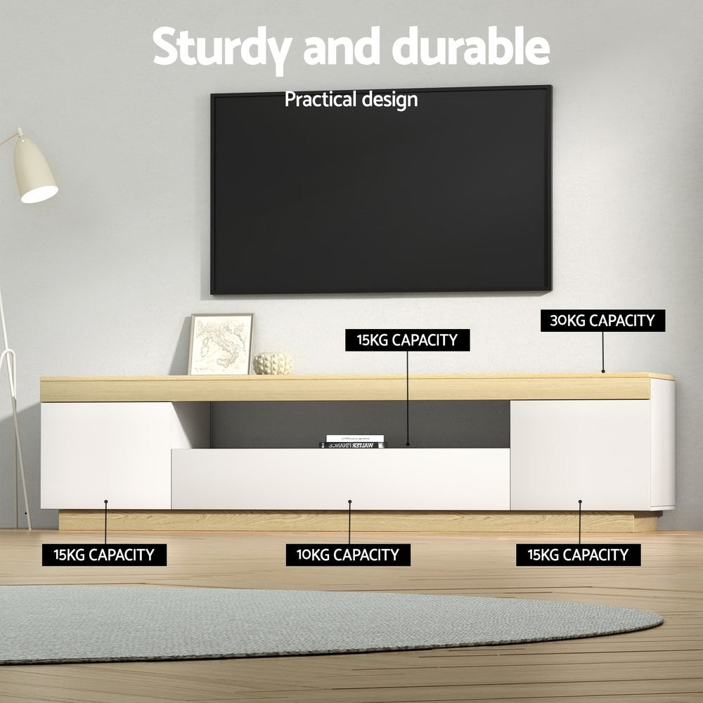 180cm TV Cabinet Entertainment Unit Stand - White Wood