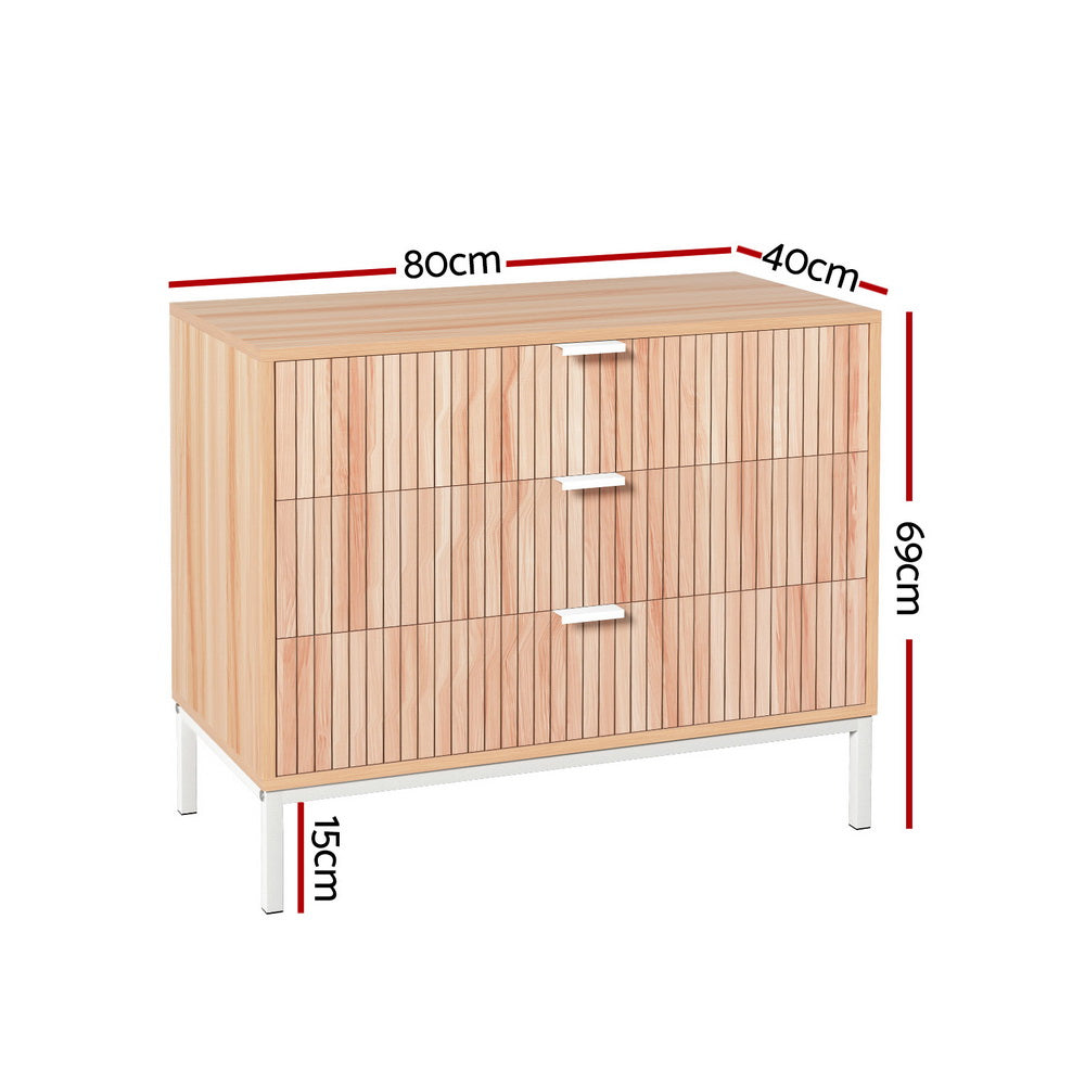 Artiss 3 Chest of Drawers - Pine