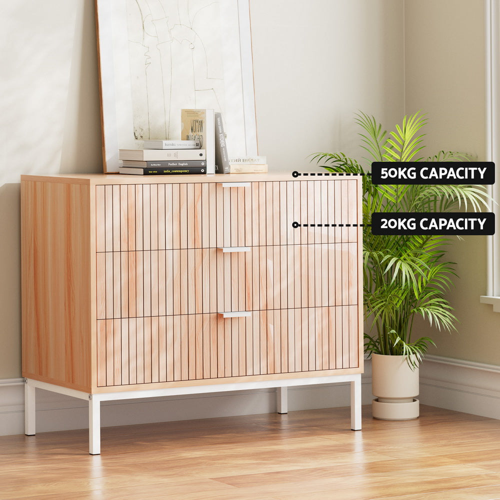 Artiss 3 Chest of Drawers - Pine