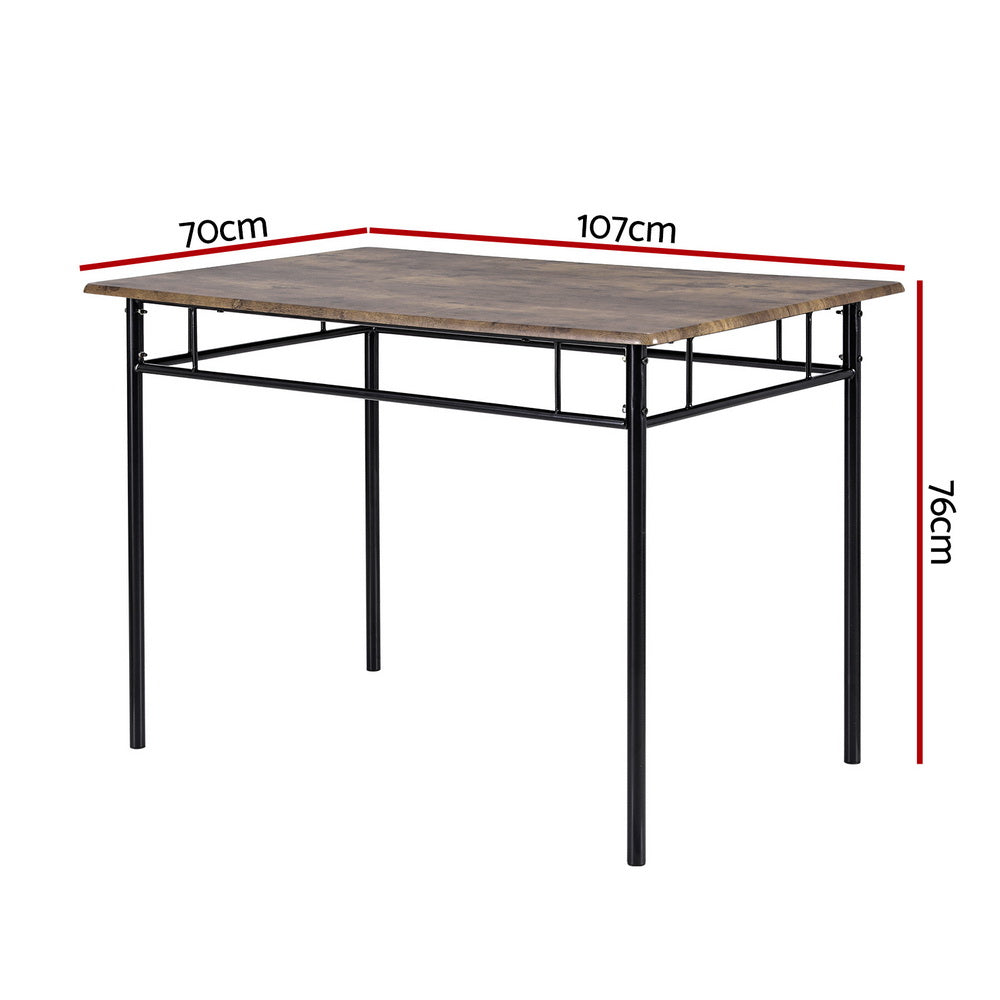 5-Piece Otell Walnut Dining Table & Chair Set Industrial Wooden Metal Desk