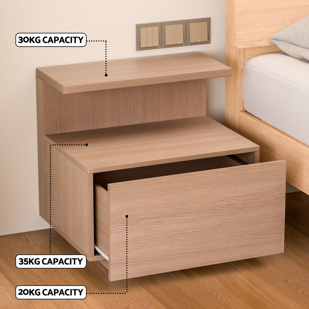 Manitoba Wooden Bedside Tables with 1 Drawer - Pine