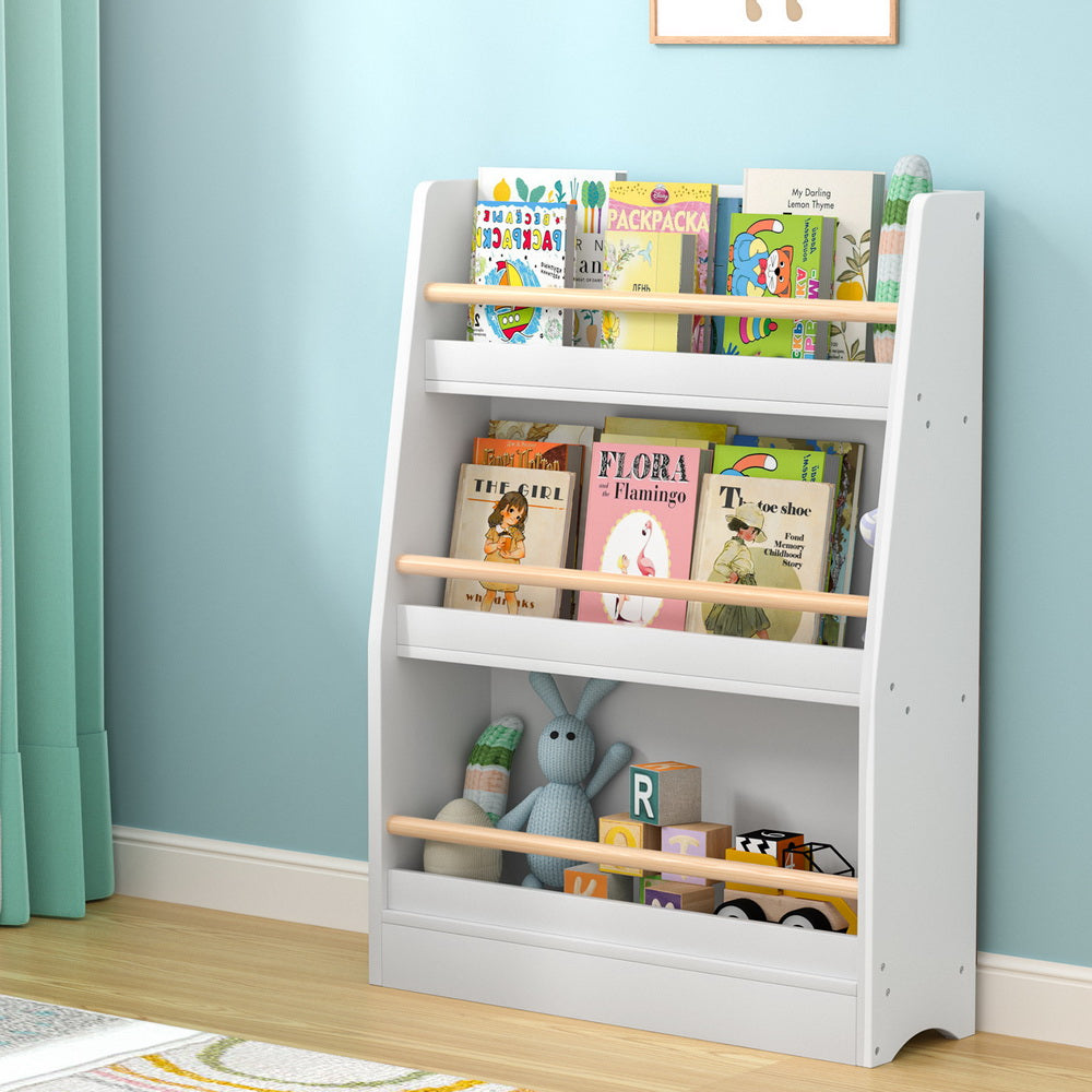 Kids Bookshelf 3-Tier Storage Children Bookcase Organiser Display Shelf - White