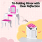 Kids Dressing Table Vanity Makeup Chair Set Wooden 3 Mirror Drawer - Pink