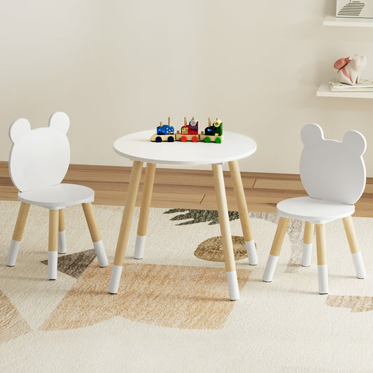 Paulie 3-Piece Kids Table & Chairs Set Activity Playing Study Children Desk - White