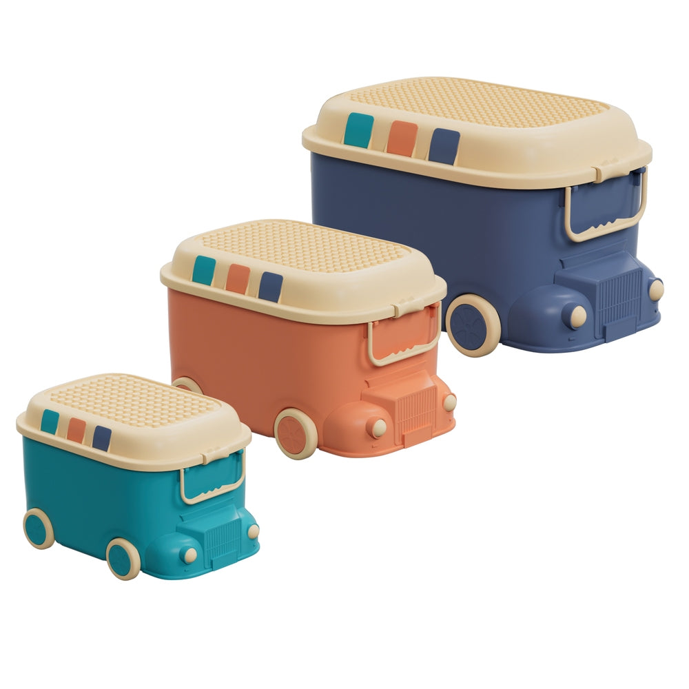 Set of 3 Toy Storage Box Cute Car Toy Container Kids Toys Organiser Snack Boxes