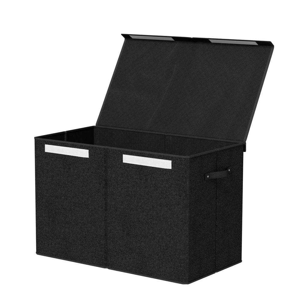 Large Toy Box Chest Storage with Flip-Top Lid Foldable Organizer Bins - Black