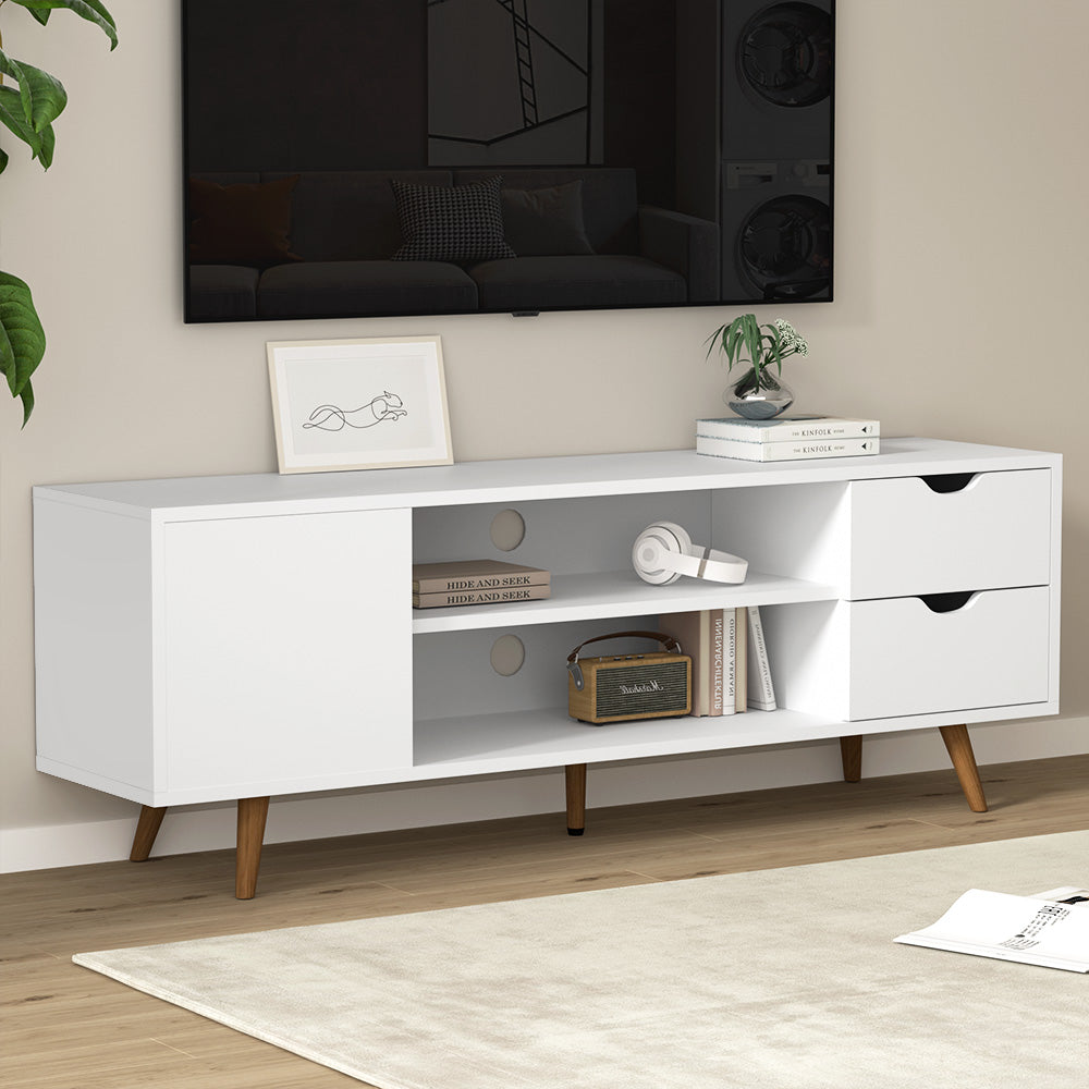 Quinby 120cm TV Cabinet Entertainment Unit Stand Wooden Scandinavian - White