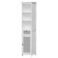 Bathroom Cabinet Storage 161cm White Rattan Tallboy Toilet Cupboard