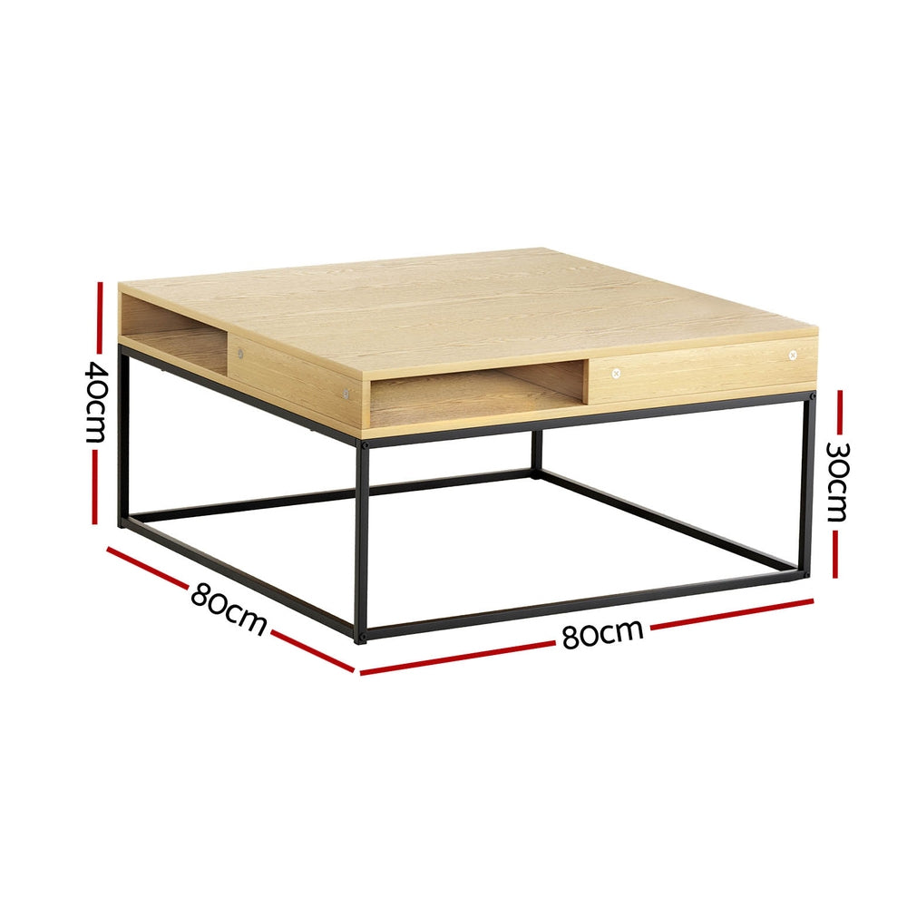 Idalion Coffee Table Storage Shelf Metal Frame - Pine