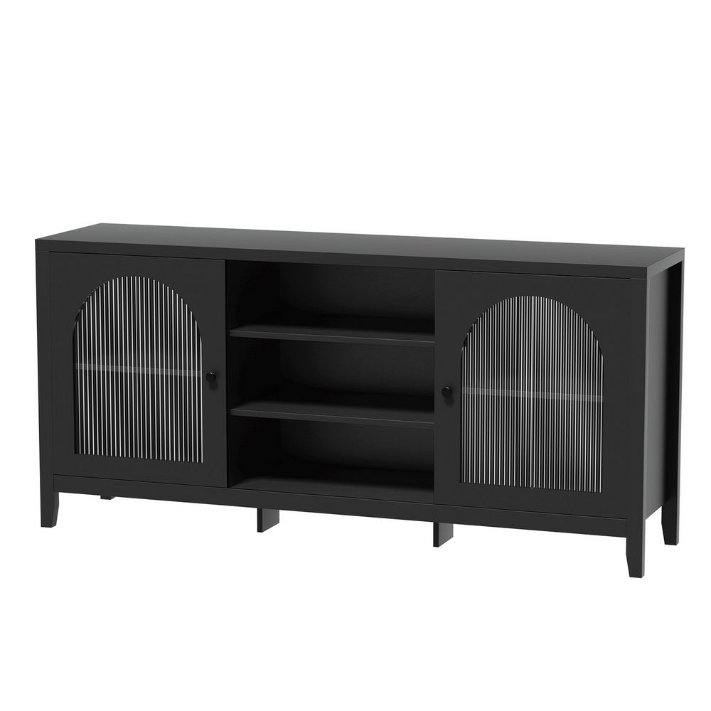 Matthew Buffet Sideboard Shelves Double Doors - Black