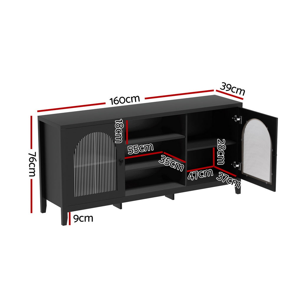 Matthew Buffet Sideboard Shelves Double Doors - Black