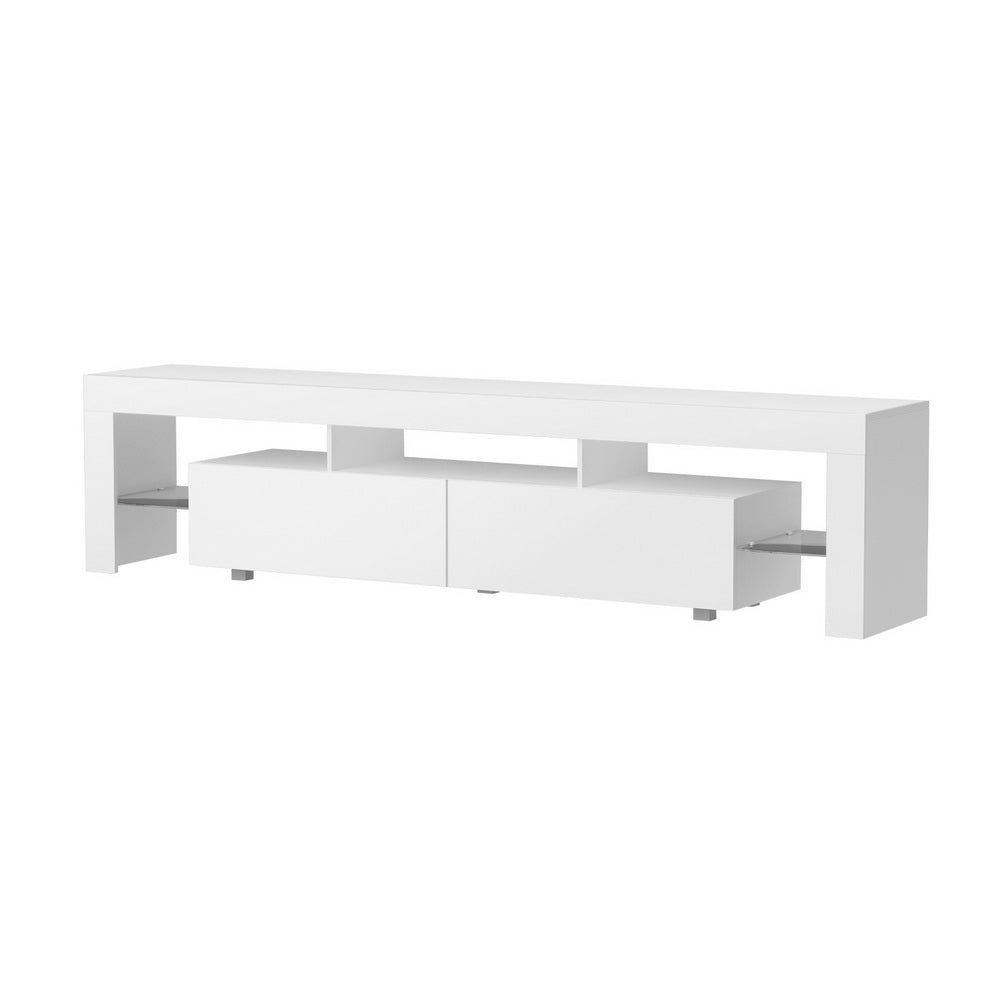 Erica 200cm TV Cabinet Entertainment Unit Stand RGB LED Gloss Furniture - White