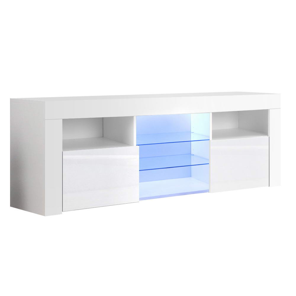 Dahlia 145cm TV Cabinet Entertainment Unit Stand RGB LED Gloss Furniture - White