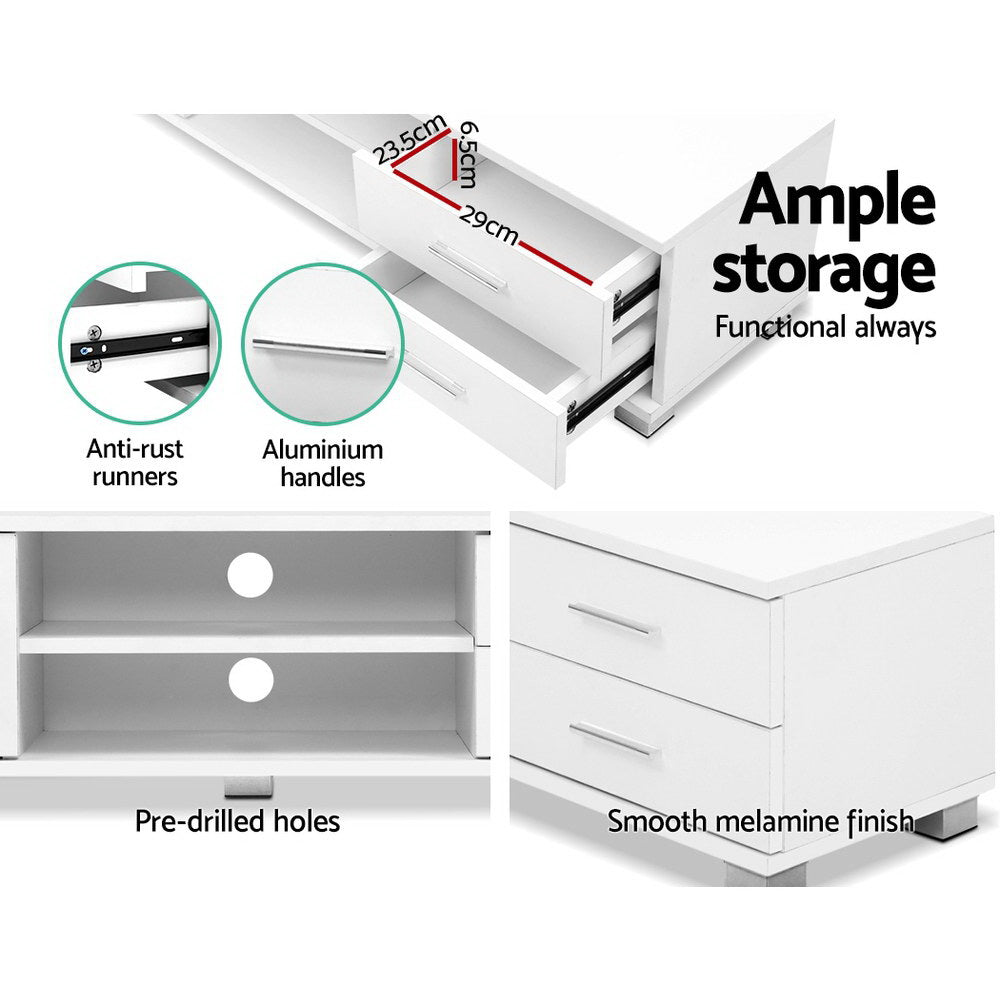 Jesen 120cm TV Stand Entertainment Unit Storage Cabinet Drawers Shelf - White