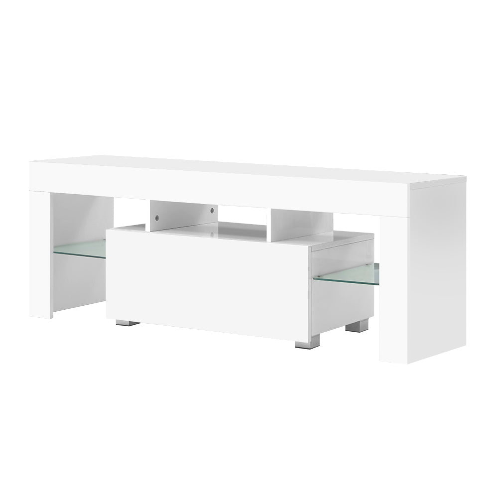 Espen 130cm TV Cabinet Entertainment Unit Stand RGB LED Gloss Furniture - White