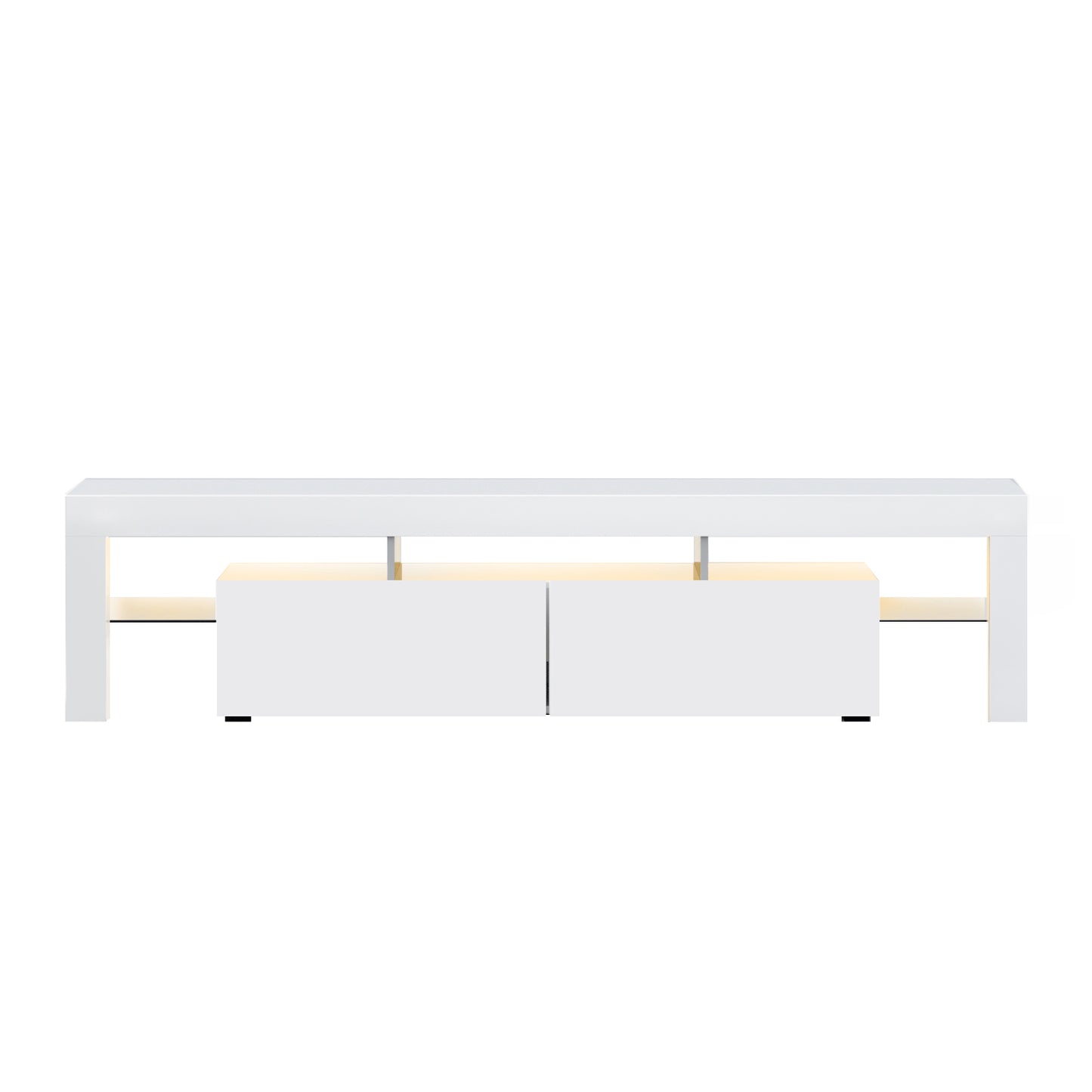 Denby 189cm RGB LED TV Stand Cabinet Entertainment Unit Gloss Furniture Drawers Tempered Glass Shelf - White