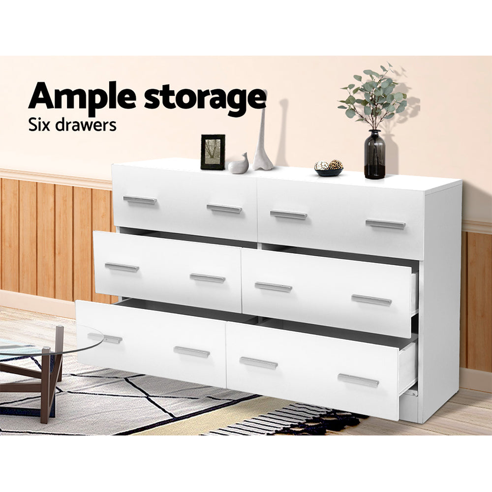 Artiss 6 Chest of Drawers - White