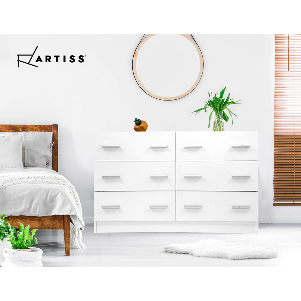 Artiss 6 Chest of Drawers - White