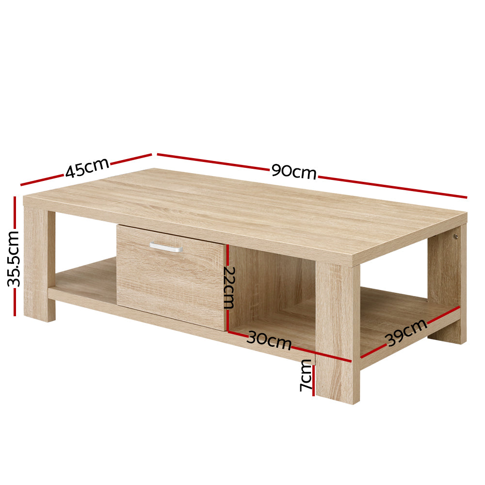 Ilias Coffee Table with 1 Drawer - Oak