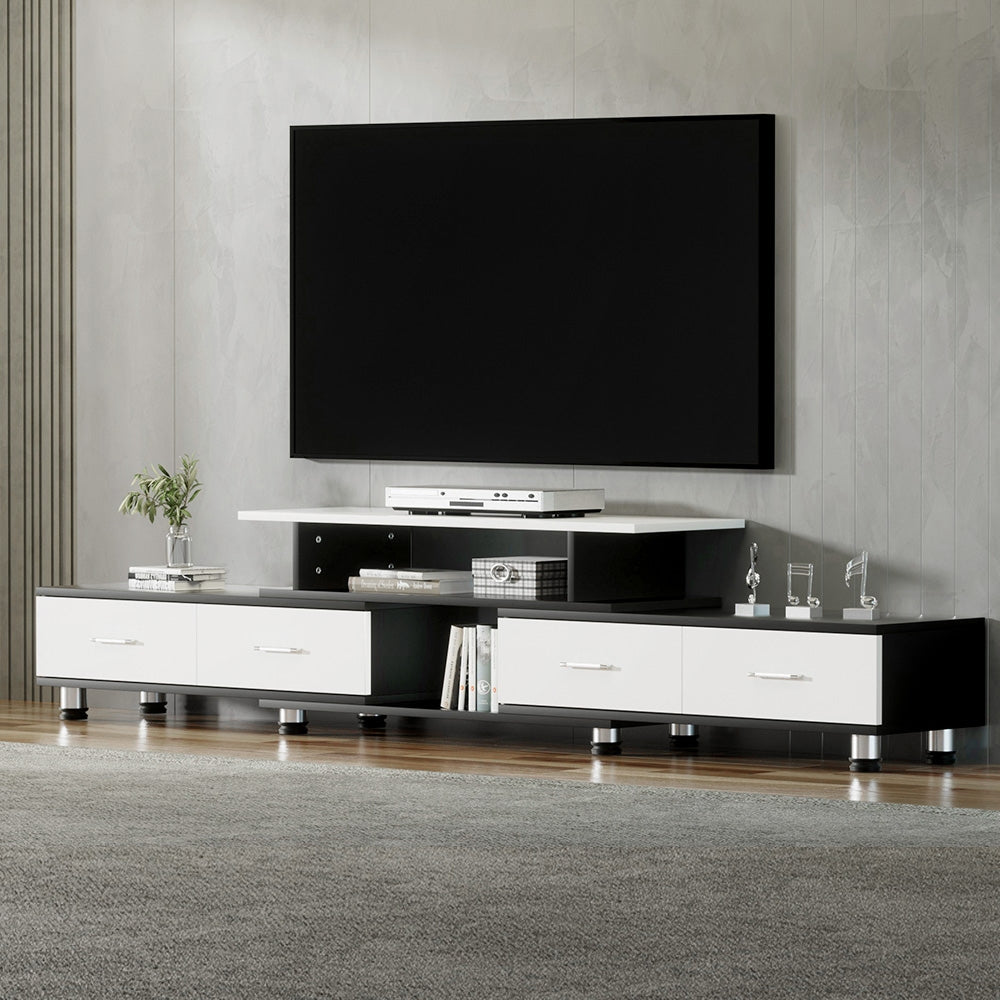 Olia 160cm to 220cm TV Cabinet Entertainment Unit Extendable - Black & White