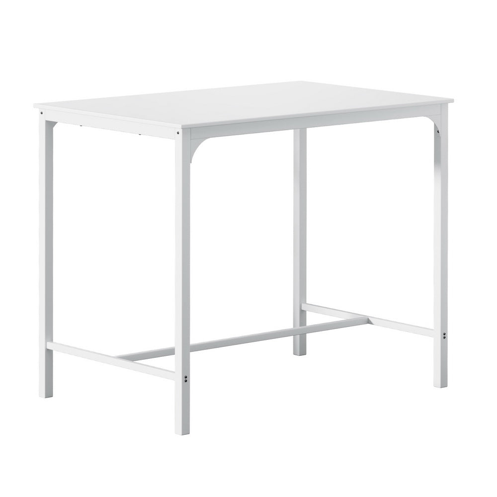 Bar Table Dining Desk High Kitchen Shelf Metal Legs Cafe Pub - White