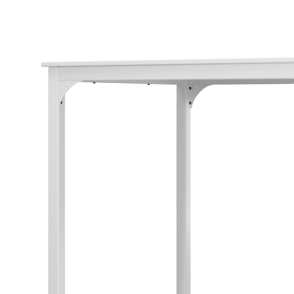 Bar Table Dining Desk High Kitchen Shelf Metal Legs Cafe Pub - White