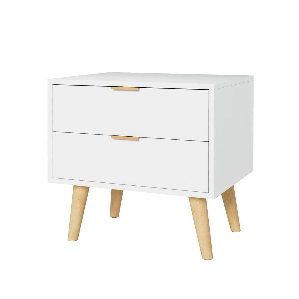 Barrie Wooden Bedside Tables with 2 Drawers - White