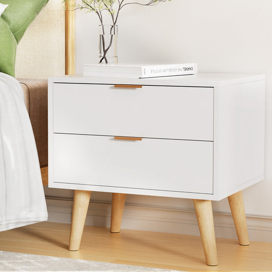 Barrie Wooden Bedside Tables with 2 Drawers - White