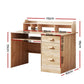 Computer Desk Office Study Desks Table Shelf Drawer - Pine