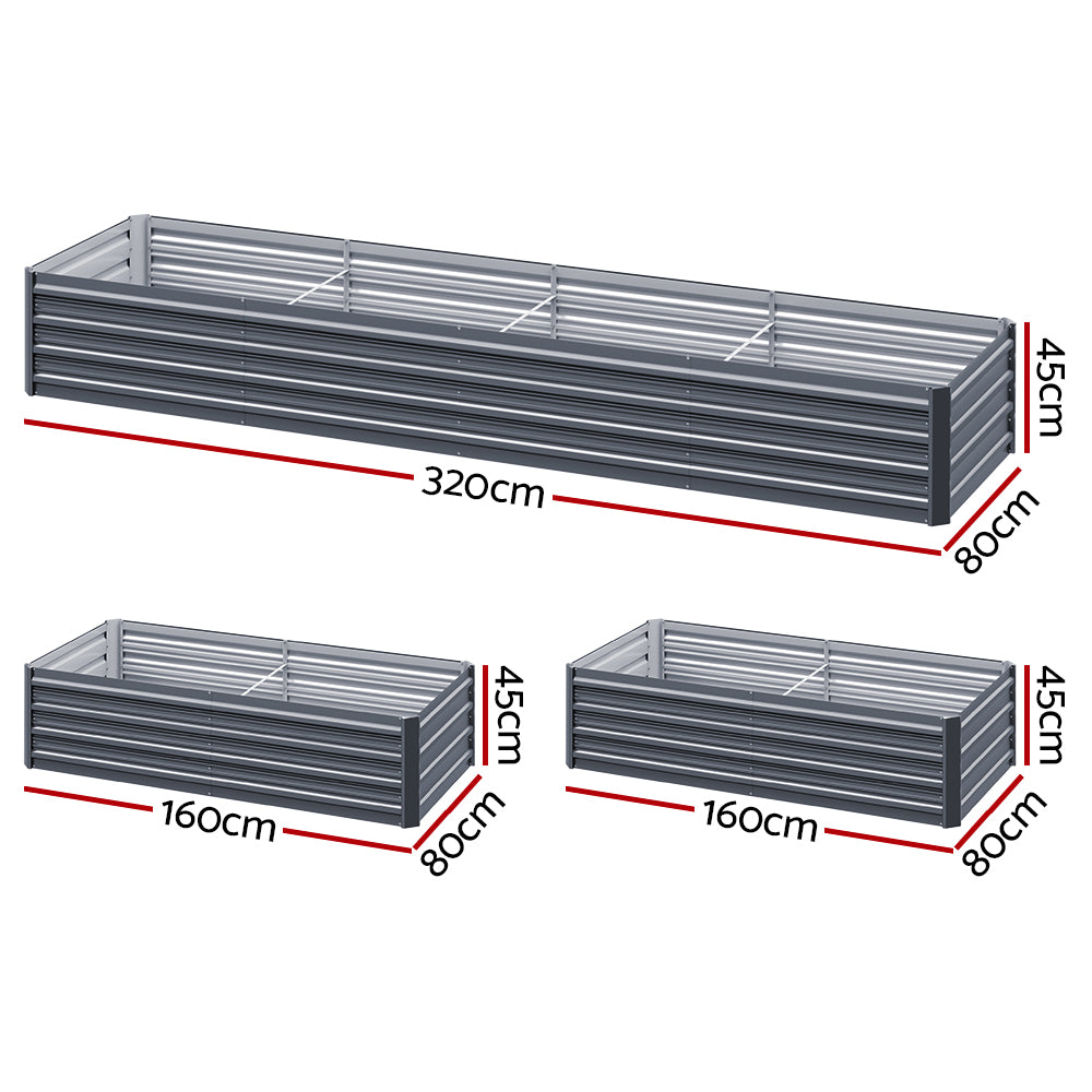 Garden Bed 320x80x45cm Planter Box Raised Container Galvanised Herb