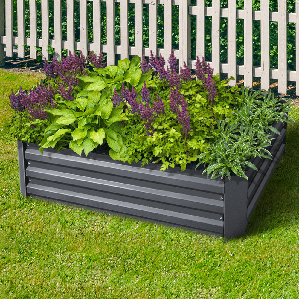 Set of 2 120 x 90cm Raised Garden Bed - Aluminium Grey Online in ...