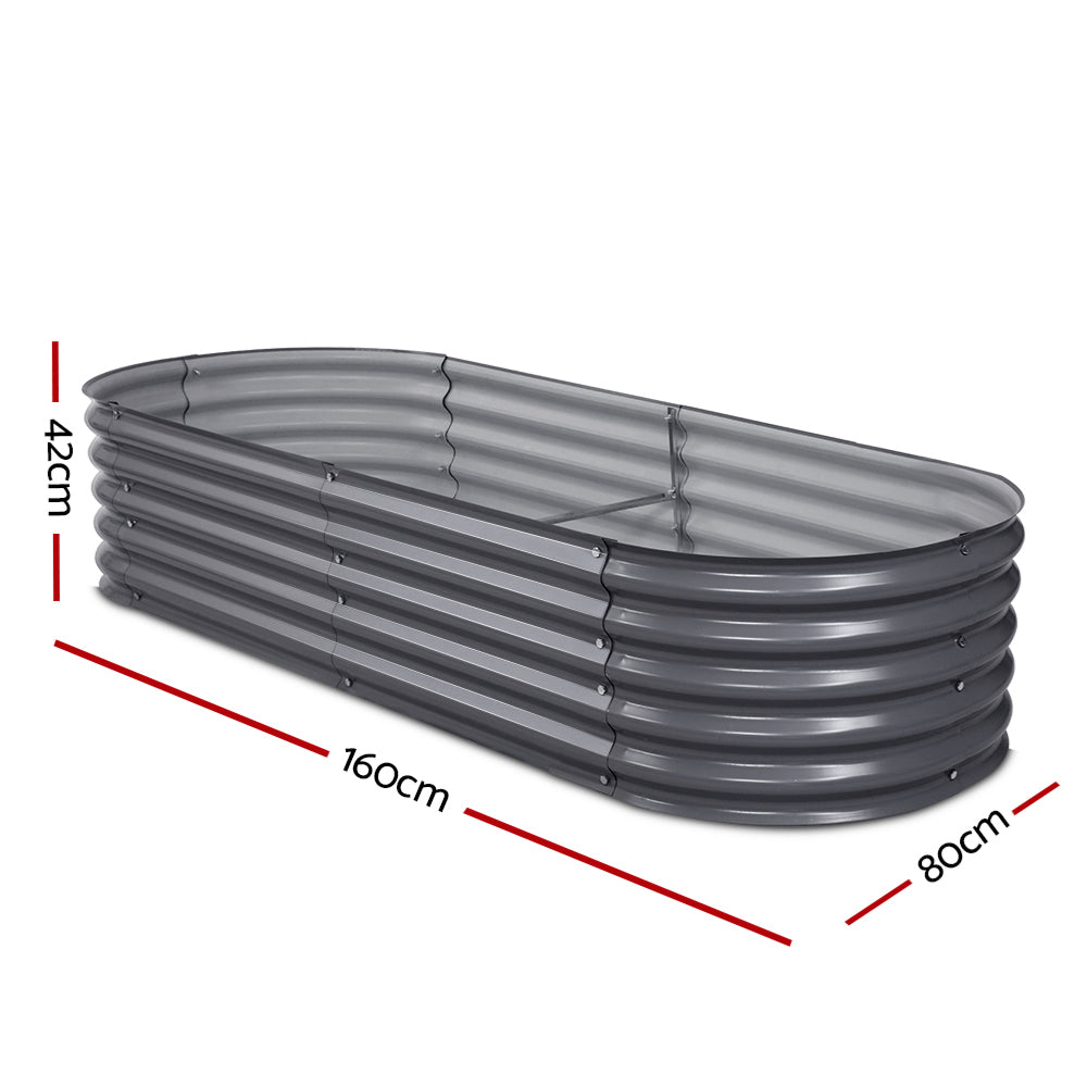 Garden Bed 160x80x42cm Oval Planter Box Raised Container Galvanised